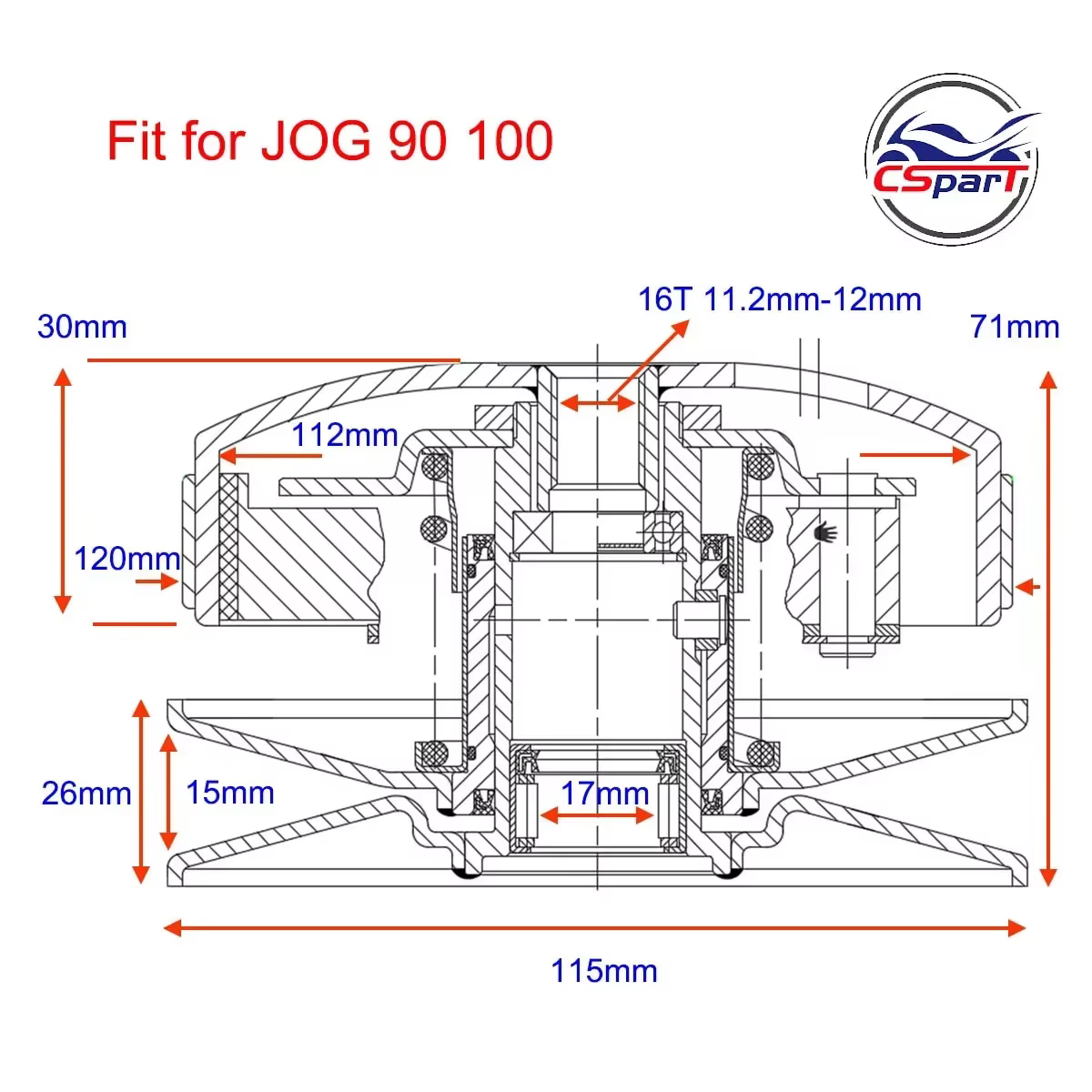 Kit embrague JOG 120mm 16T Yamaha 90cc - imagen 3
