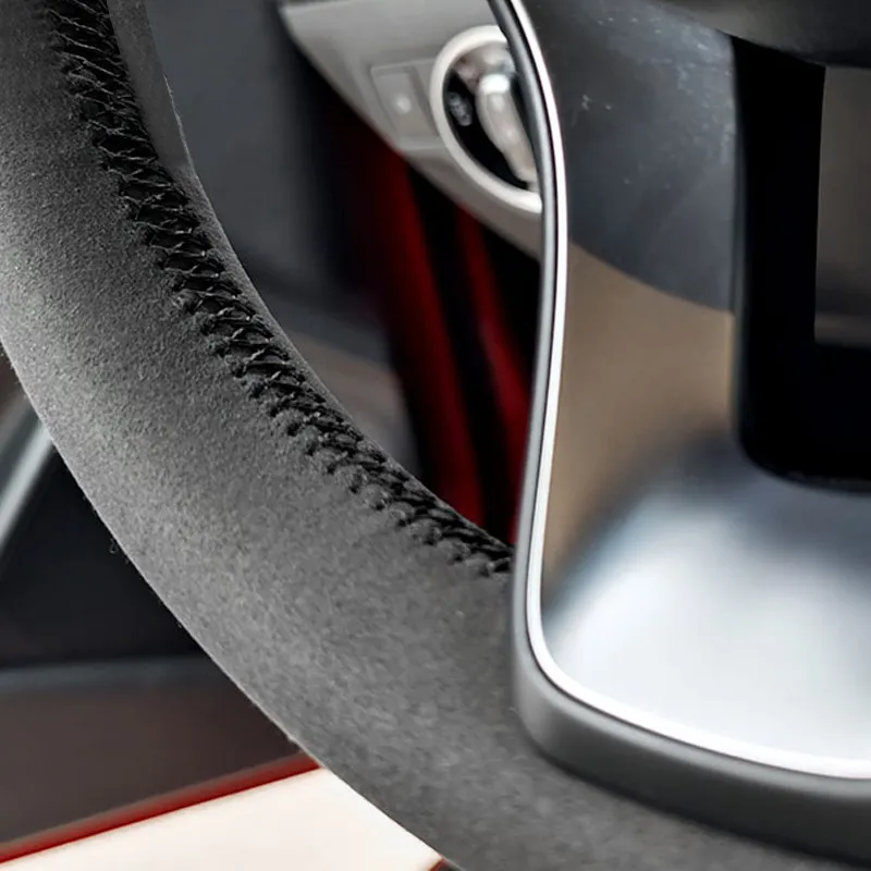 Funda de volante de ante negro, forma D, para Mercedes-Benz Clase A, C y S - imagen 4