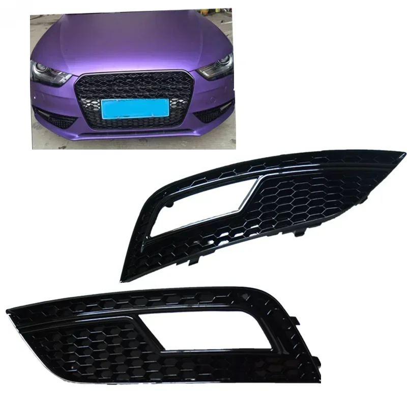 Ajuste modificado para A4 B8.5 2013 2014 2015 2016 cubierta de luces antiniebla del parachoques delantero rejilla delantera del coche parachoques delantero de malla - imagen 2