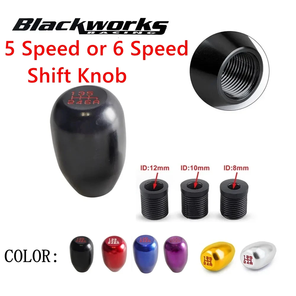 Pomo de cambio universal racing 5-6 marchas negro rojo azul dorado