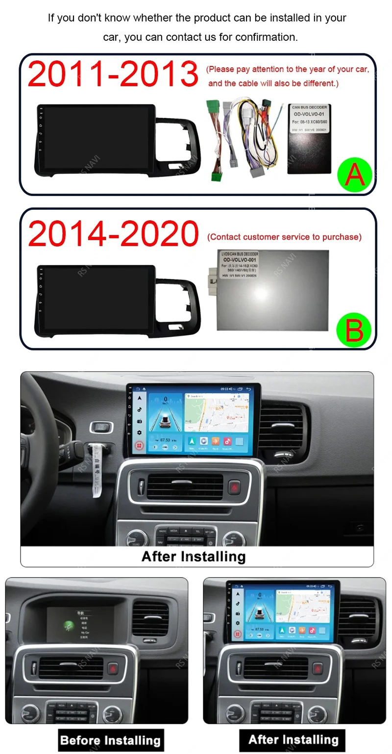 Pantalla multimedia Android 15 CarPlay Auto 2K instalada en un Volvo