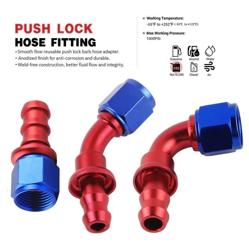 Nuevo bloqueo de empuje rápido, accesorio de extremo de manguera reutilizable, línea de combustible de aceite, adaptador de ajuste de manguera de enfriador de aceite, aleación - imagen 4