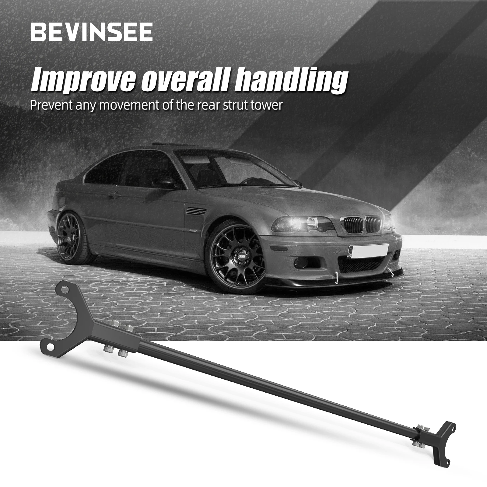 BEVINSEE Refuerzo de torretas traseras para BMW E46 - imagen 4