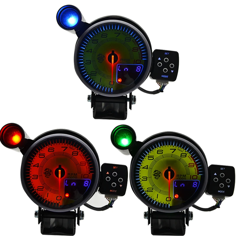 Tacómetro 95 mm 0-10.000 rpm con LED tricolor y luz de cambio 12 V - imagen 2
