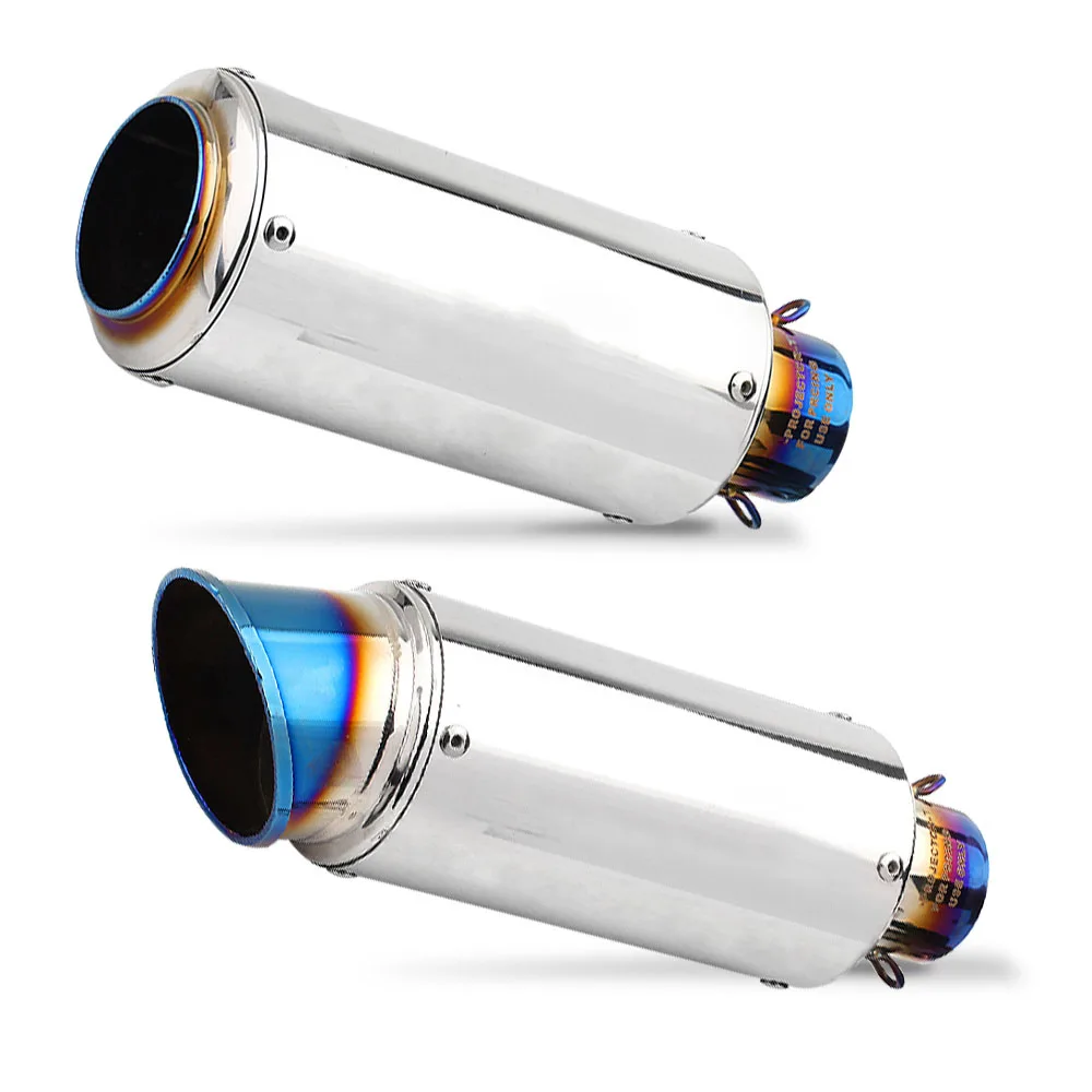 Tubo de escape modificado para motocicleta, silenciador medio azul brillante de acero inoxidable Universal 51mm 60mm para ADV150 PCX125 R15 MT03 Z250 - imagen 5
