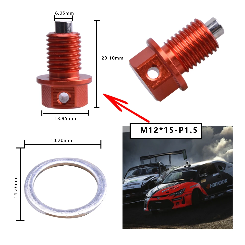 Universal M8 * 1,25 M10 * 1,5 M12 * 1,5 M14 * 1,5 M16 * 1,5 M18 * 1,5 tapón de drenaje de aceite magnético y tuerca de sumidero de drenaje de aceite (muchos tamaños disponibles) - imagen 3