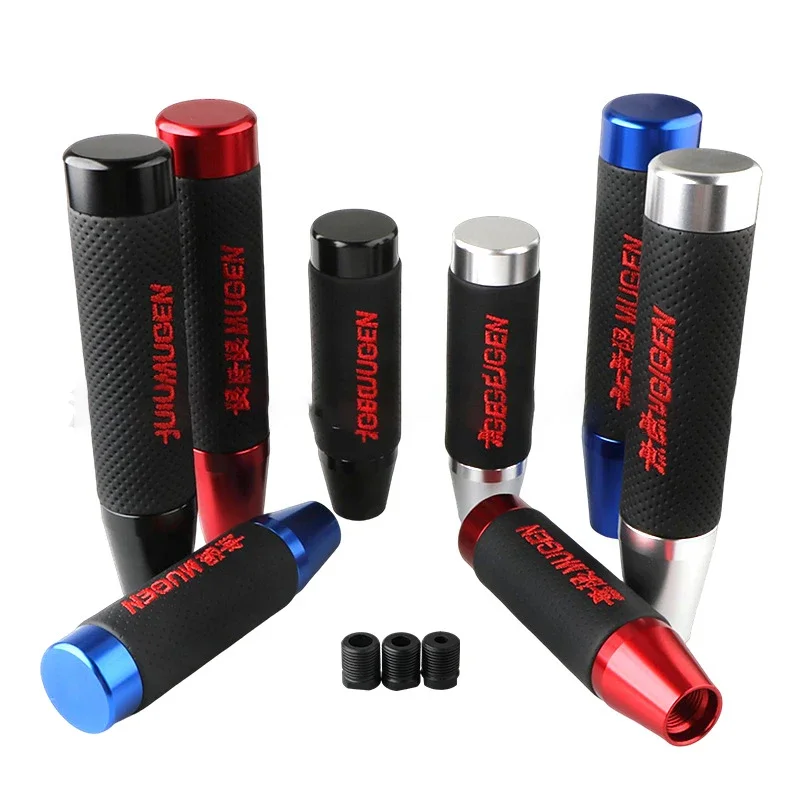 Mugen pomo de cambios aluminio y cuero negro/rojo – universal