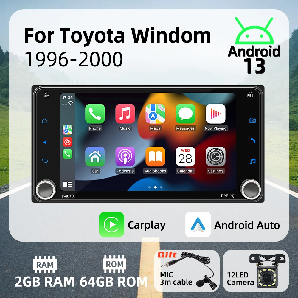 Radio 2DIN multimedia CarPlay Android Auto GPS para Toyota Windom