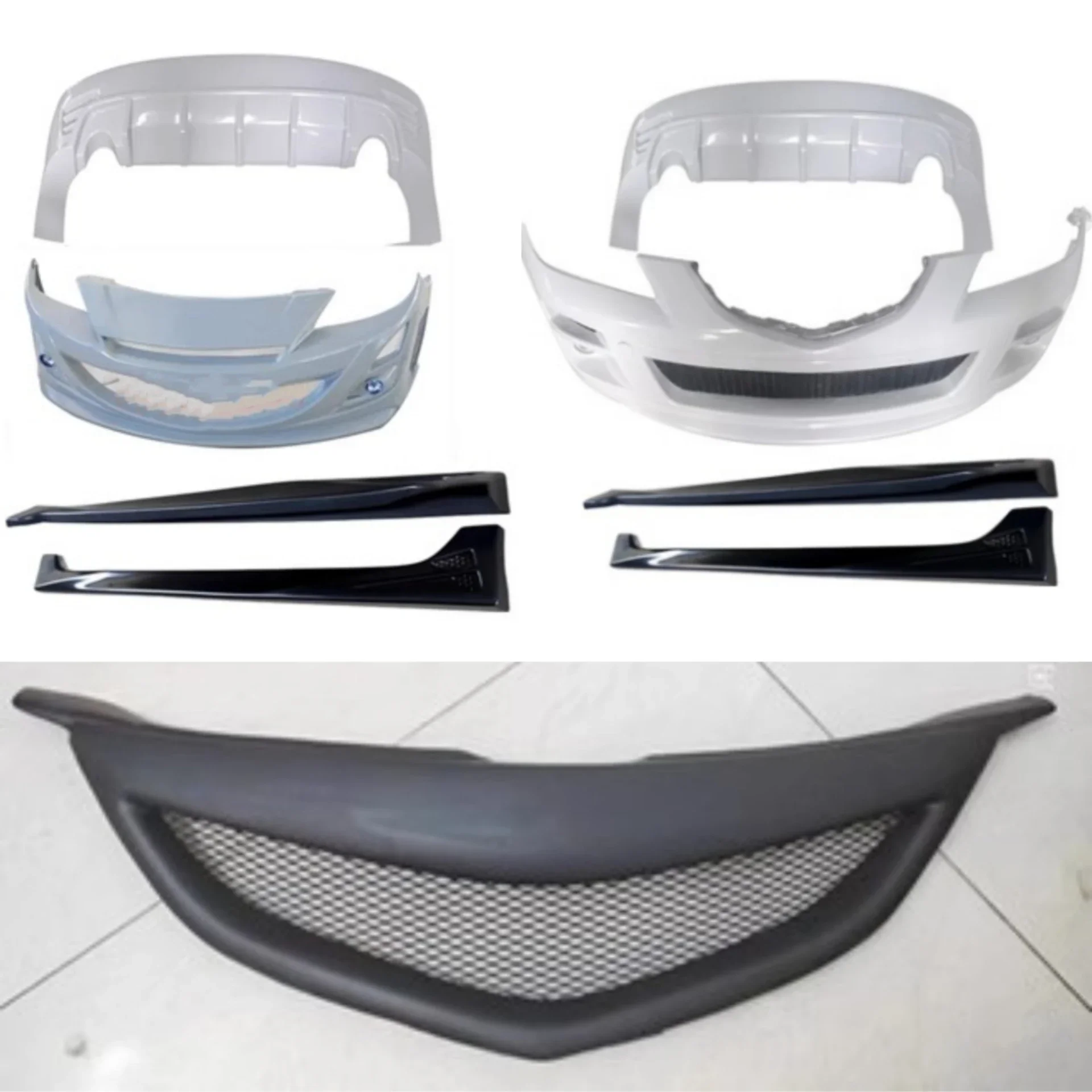 Kit carrocería Mazda 3 parachoques delantero trasero sin pintar +falda