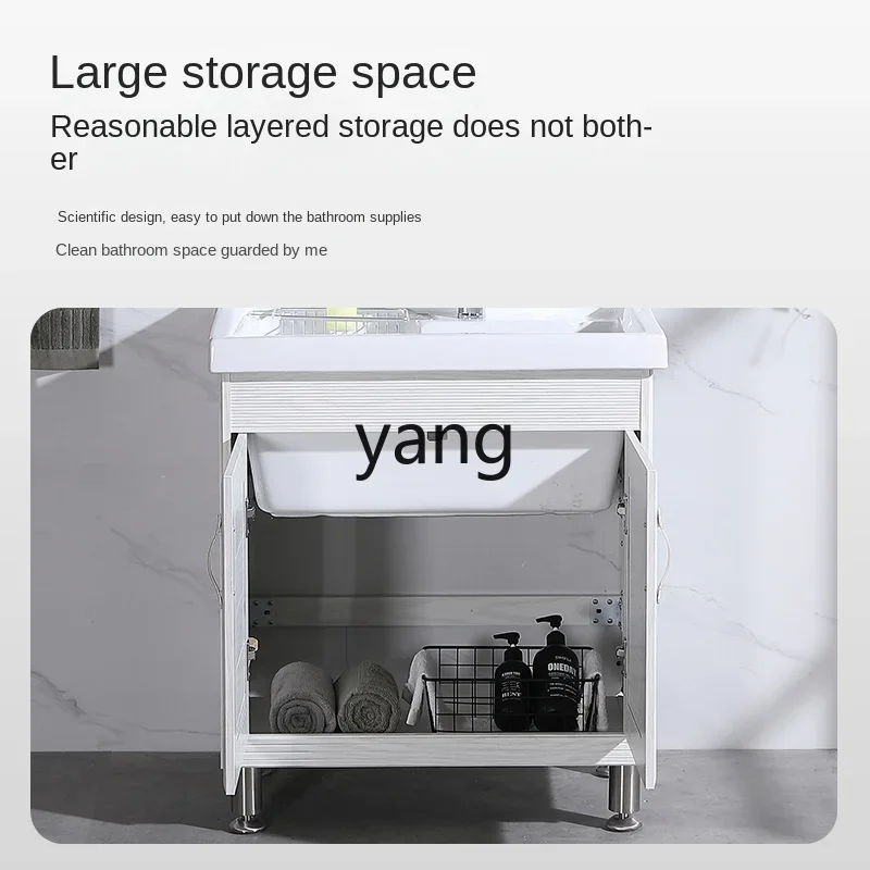 Lavabo cerámico ultra profundo LH para lavandería con mueble de aluminio - imagen 3