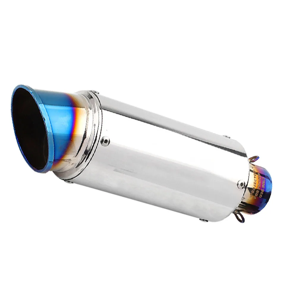 Tubo de escape modificado para motocicleta, silenciador medio azul brillante de acero inoxidable Universal 51mm 60mm para ADV150 PCX125 R15 MT03 Z250 - imagen 4
