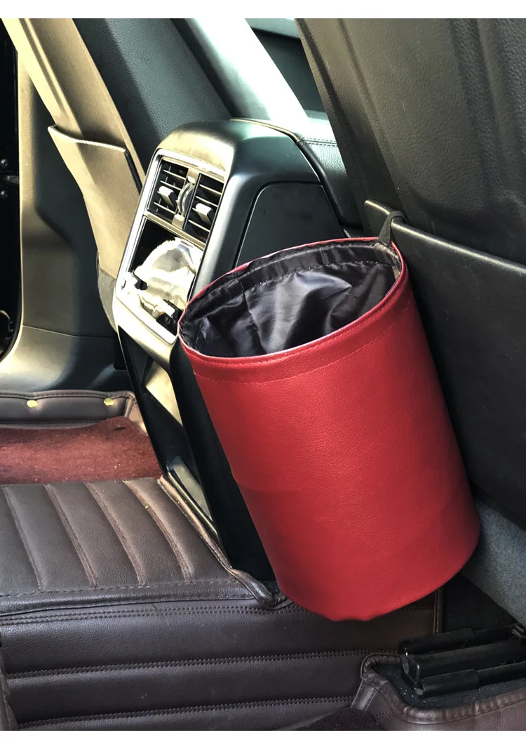 Cubo de basura para coche con diseño compacto y plegable