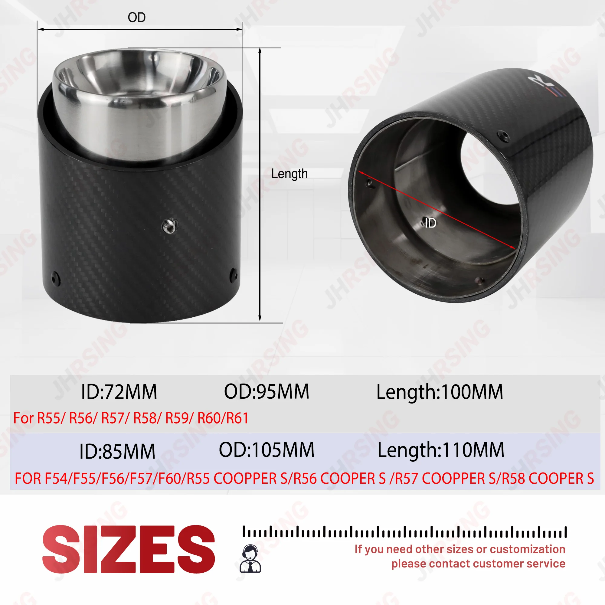 1 pieza de mejora de tubo silenciador de fibra de carbono modificado apto para Mini Cooper F56 punta de escape R55 R56 R57 R58 R59 R60 R61 F54 F55 F57F60 - imagen 2