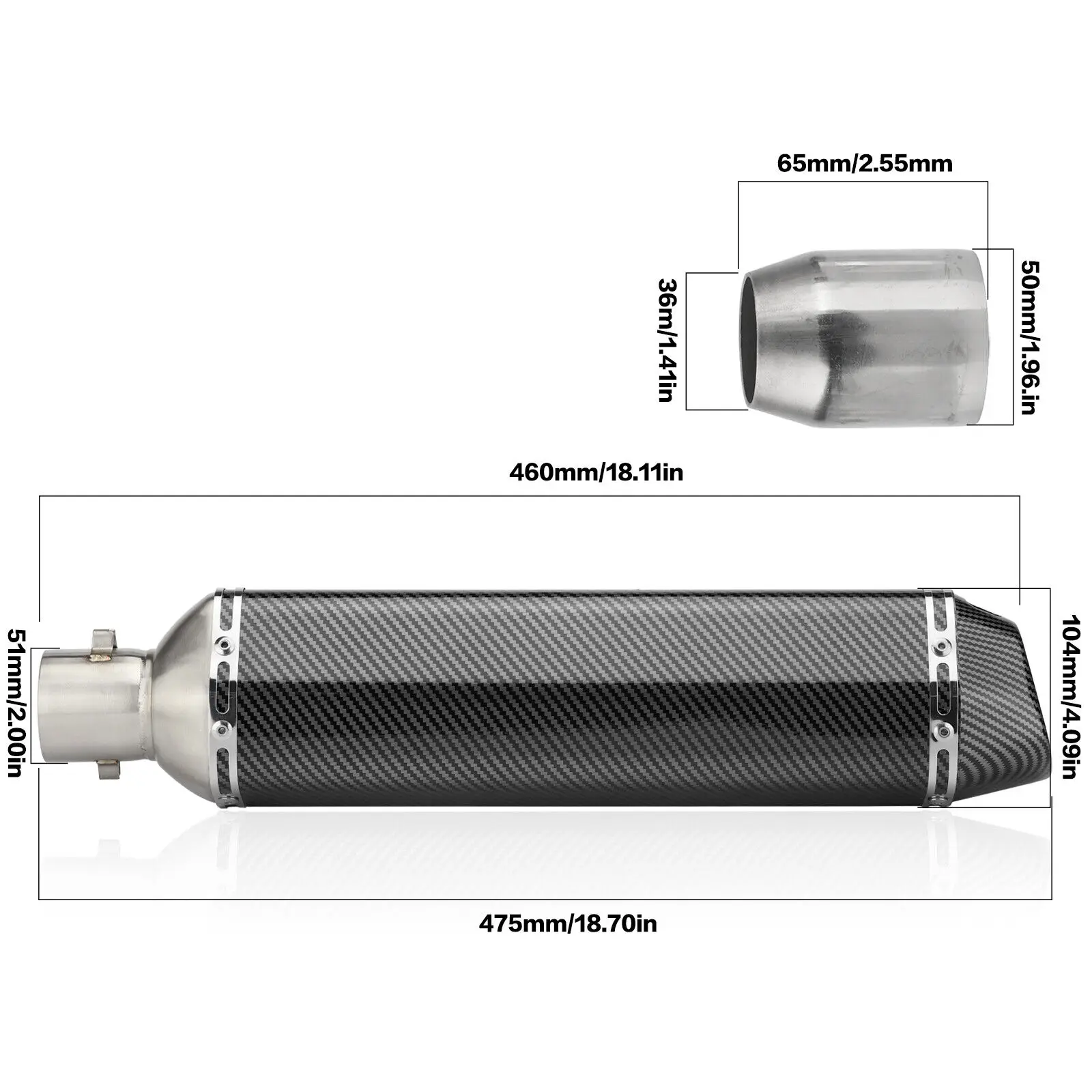 Silenciador escape universal 470 mm – Kawasaki Ninja 650 - imagen 3