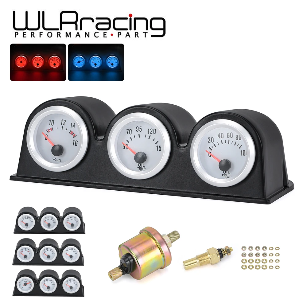 Kit triple manómetro temperatura aceite voltímetro y tacómetro universal
