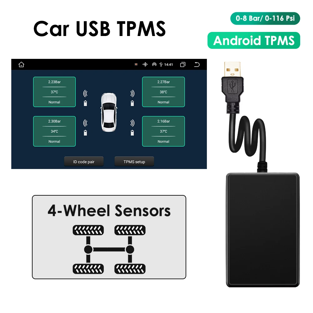 OSSURET Sistema TPMS y radio multimedia Android con USB para coche - imagen 2