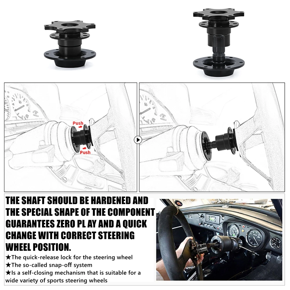 Kit cubo liberación rápida para volante carreras universal 6 orificios - imagen 4