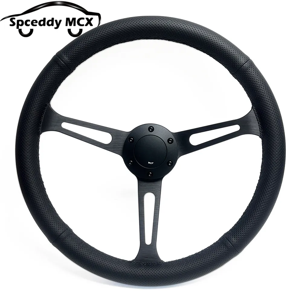 Volante deportivo Spceddy MCX JDM de cuero negro perforado - imagen 2