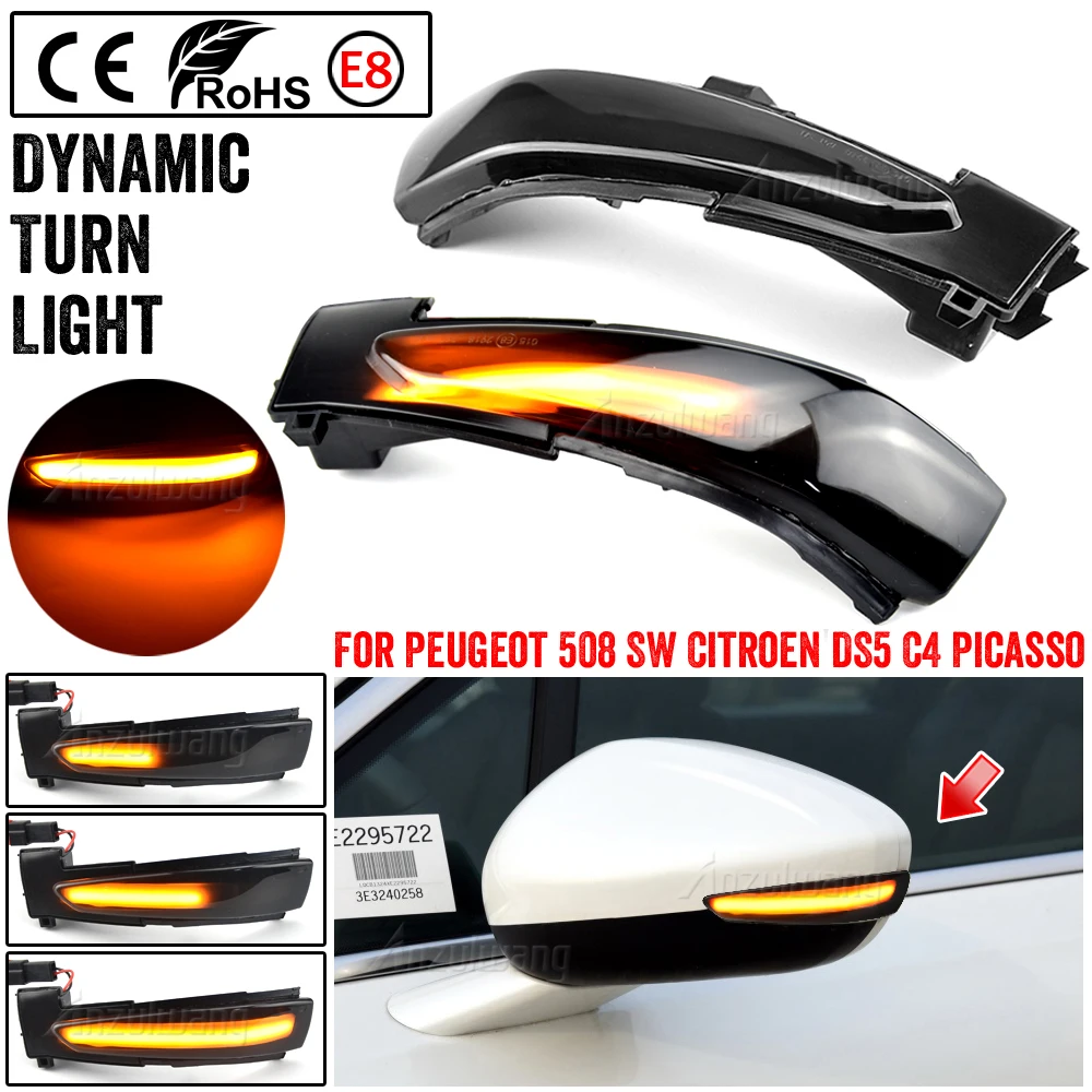 Luz intermitente LED dinámica secuencial para Peugeot 508 SW y DS5