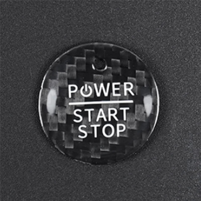 AB56-accesorios interiores de coche, botón de arranque y parada de motor, pegatina embellecedora de fibra de carbono Real para Ford Mustang Mach-E - imagen 4