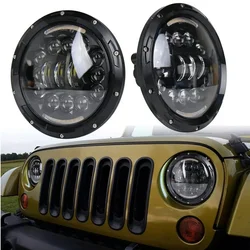 Faro LED todoterreno de 7 pulgadas para moto, resistente al agua
