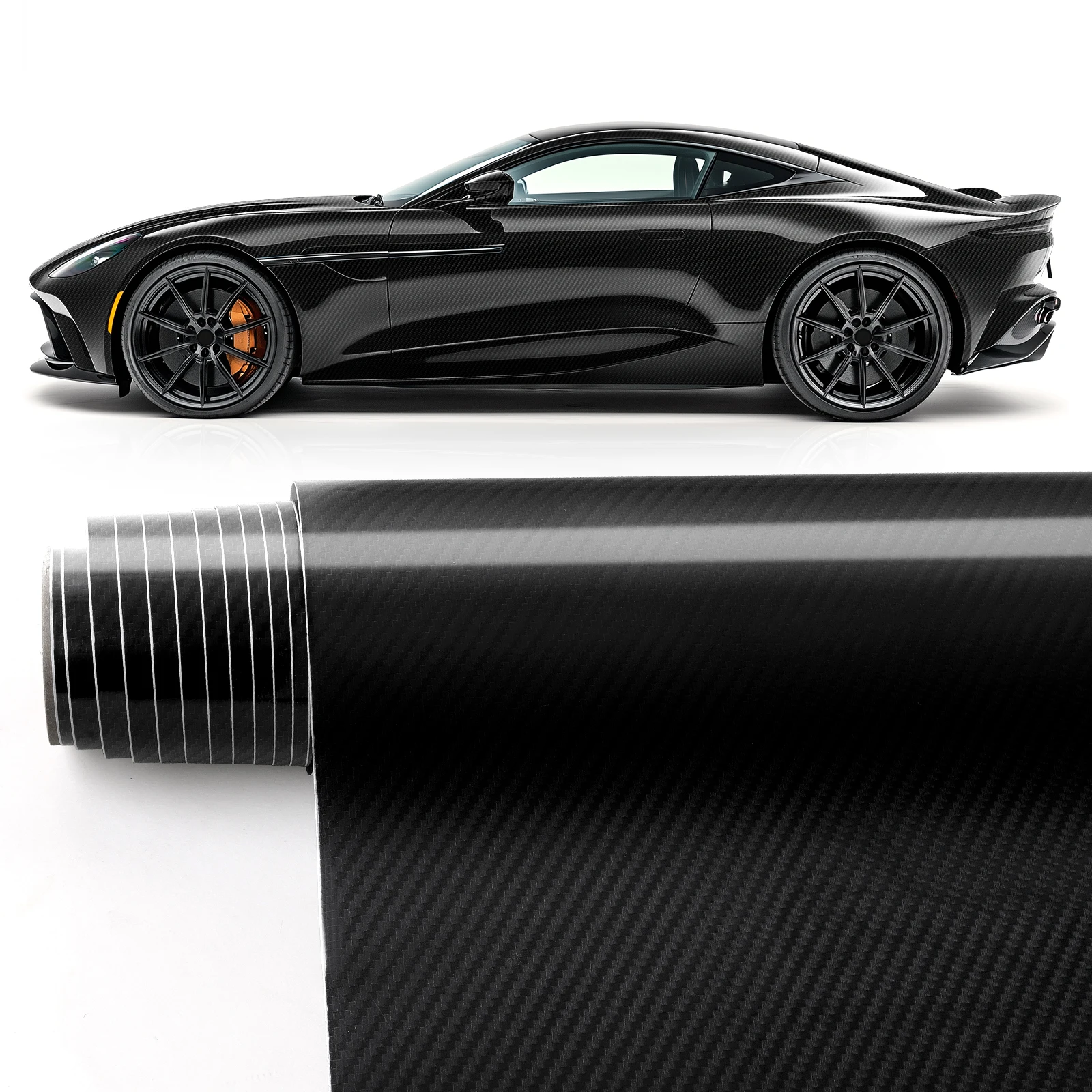 Vinilo fibra de carbono negro brillante holográfico para coche - imagen 4