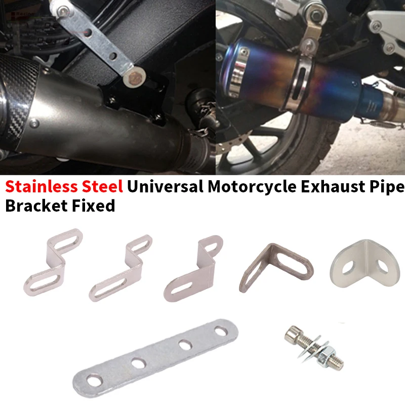 Tubo de escape universal para moto de acero inoxidable con soporte