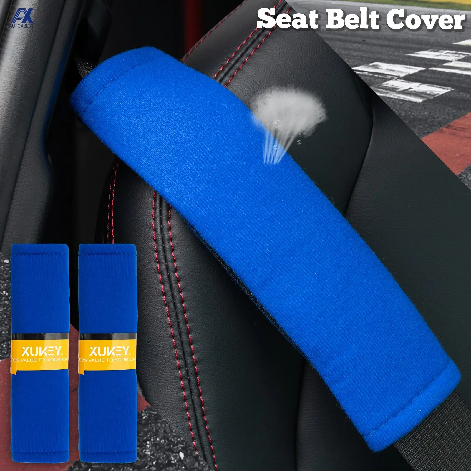 Funda cinturón seguridad niños azul de algodón con protección hombros