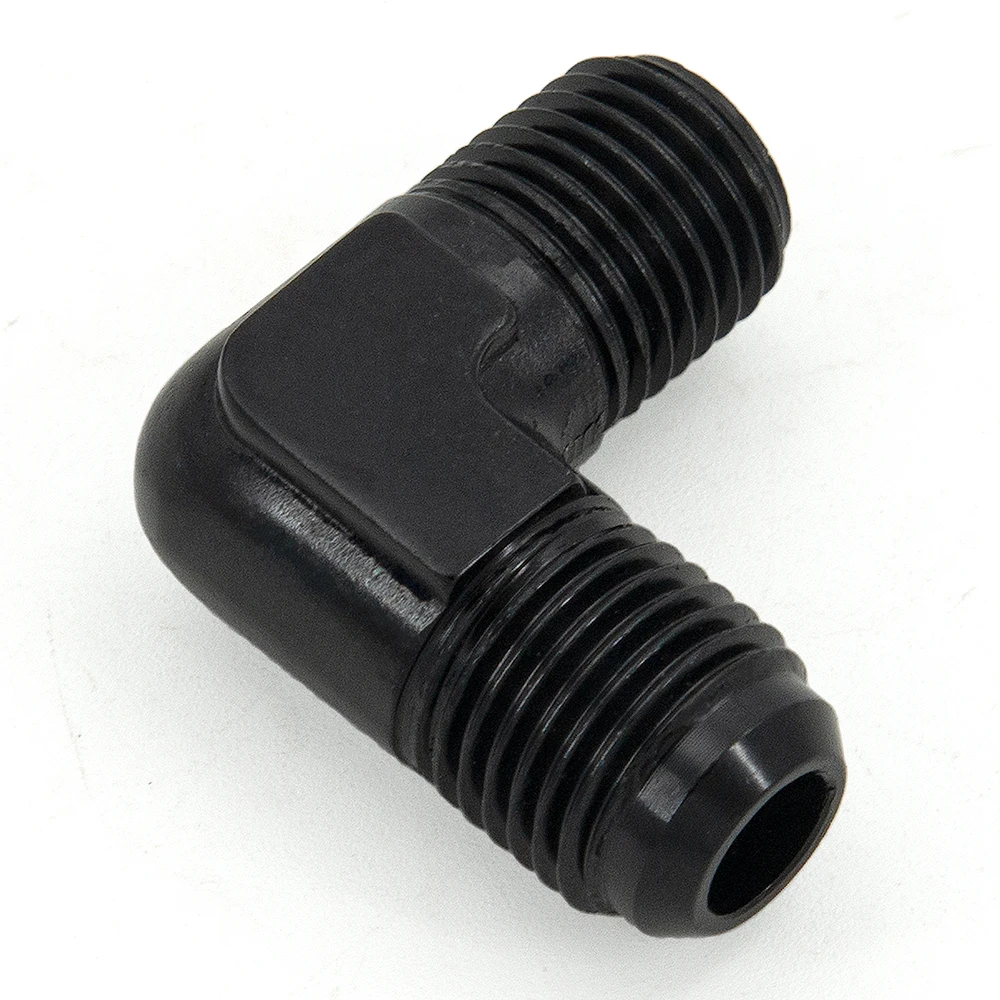 Adaptador aluminio racor manguera aceite 90° AN6 AN8 NPT - imagen 3