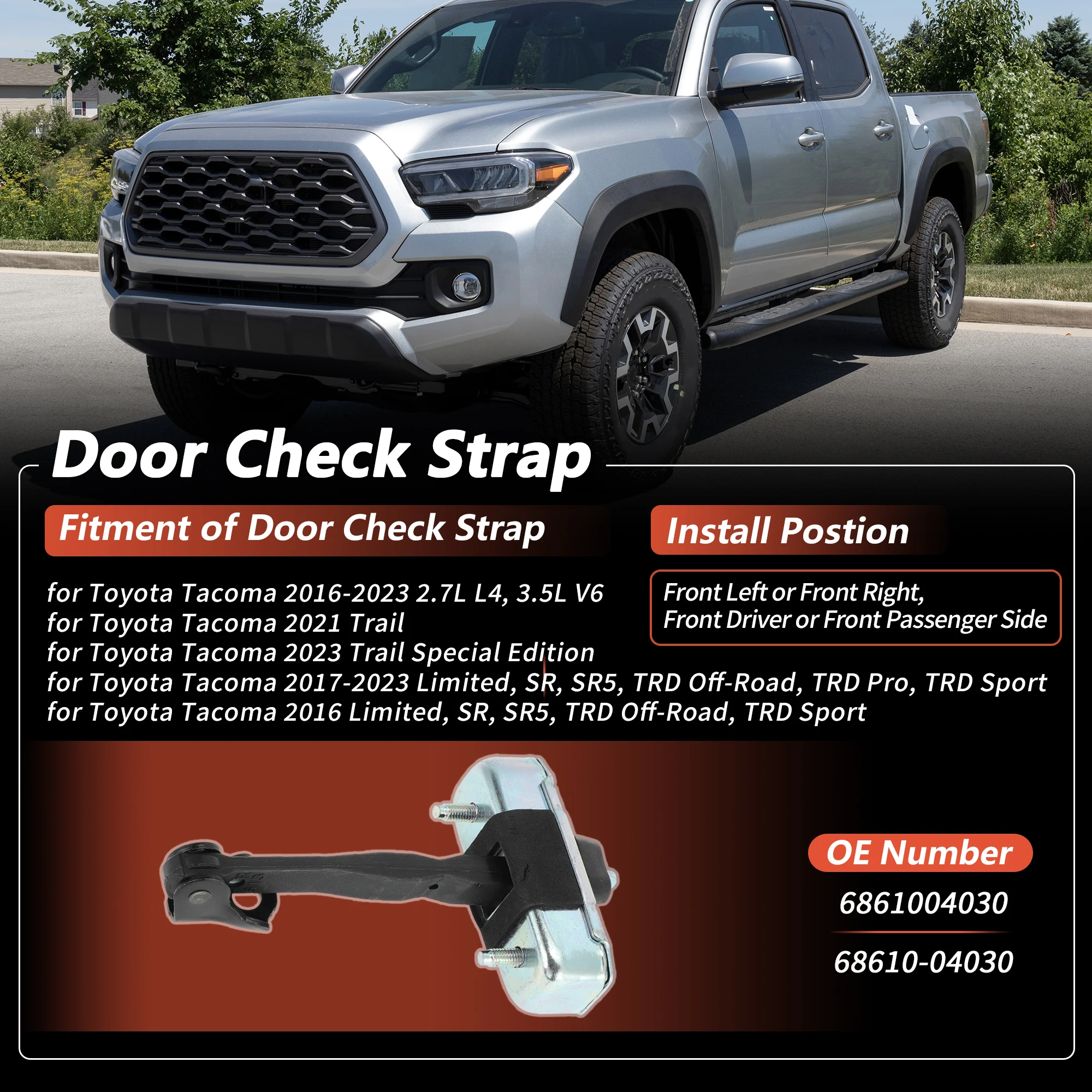 Limitador de puerta delantero UXCELL 68610-04030 para Toyota Tacoma - imagen 2