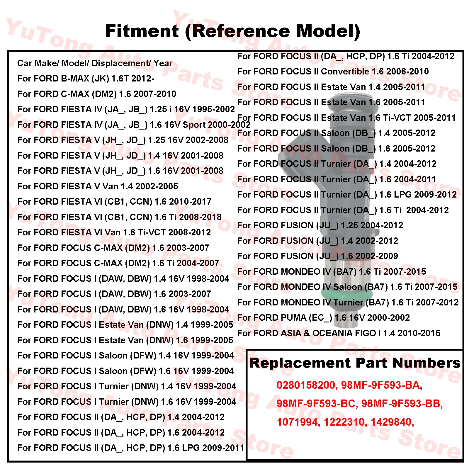 Inyector de gasolina Ford 98MF9F593BC – Focus, Fiesta y Fusion - imagen 3