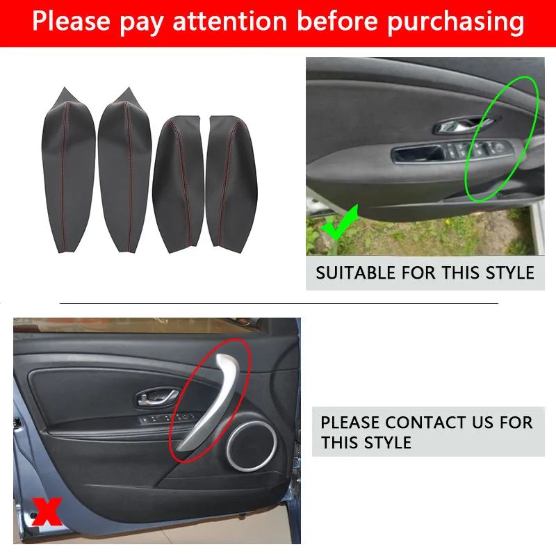 Reposabrazos puerta Renault Megane 3 de microfibra negro/gris compatible 2008-2014 - imagen 5