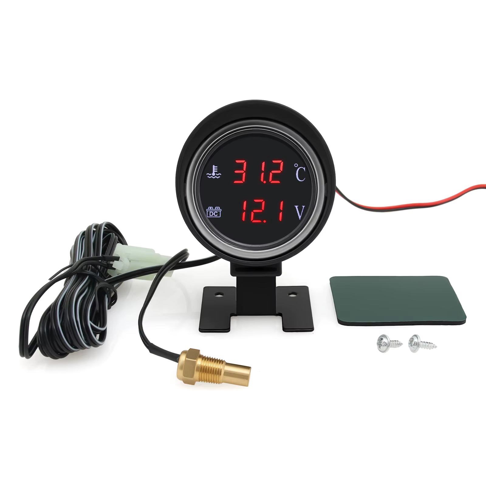 Voltímetro y indicador temperatura agua LCD sensor – coche camión barco - imagen 5
