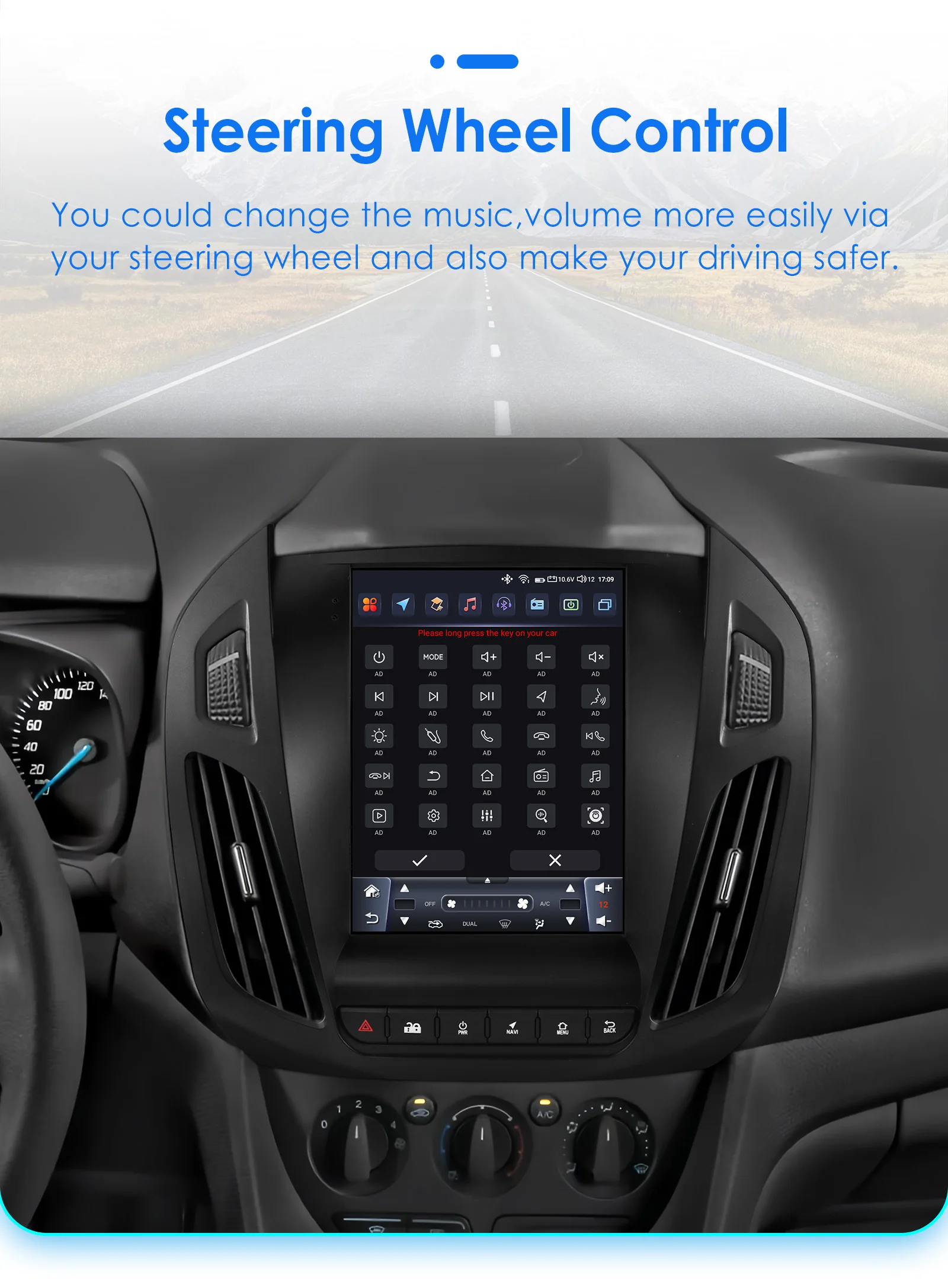 Hizpo-Radio con GPS para coche, reproductor Multimedia con Android 14, 9,7 pulgadas, Carplay, Navi, para FORD Transit, Tourneo, Connect, 2013-2018, estilo Tesla - imagen 4