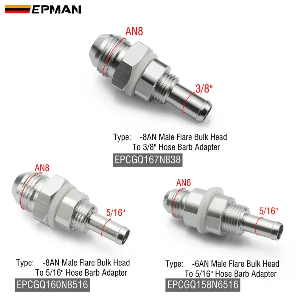 Racor mamparo EPMAN AN6/AN8 con espiga para combustible - imagen 2