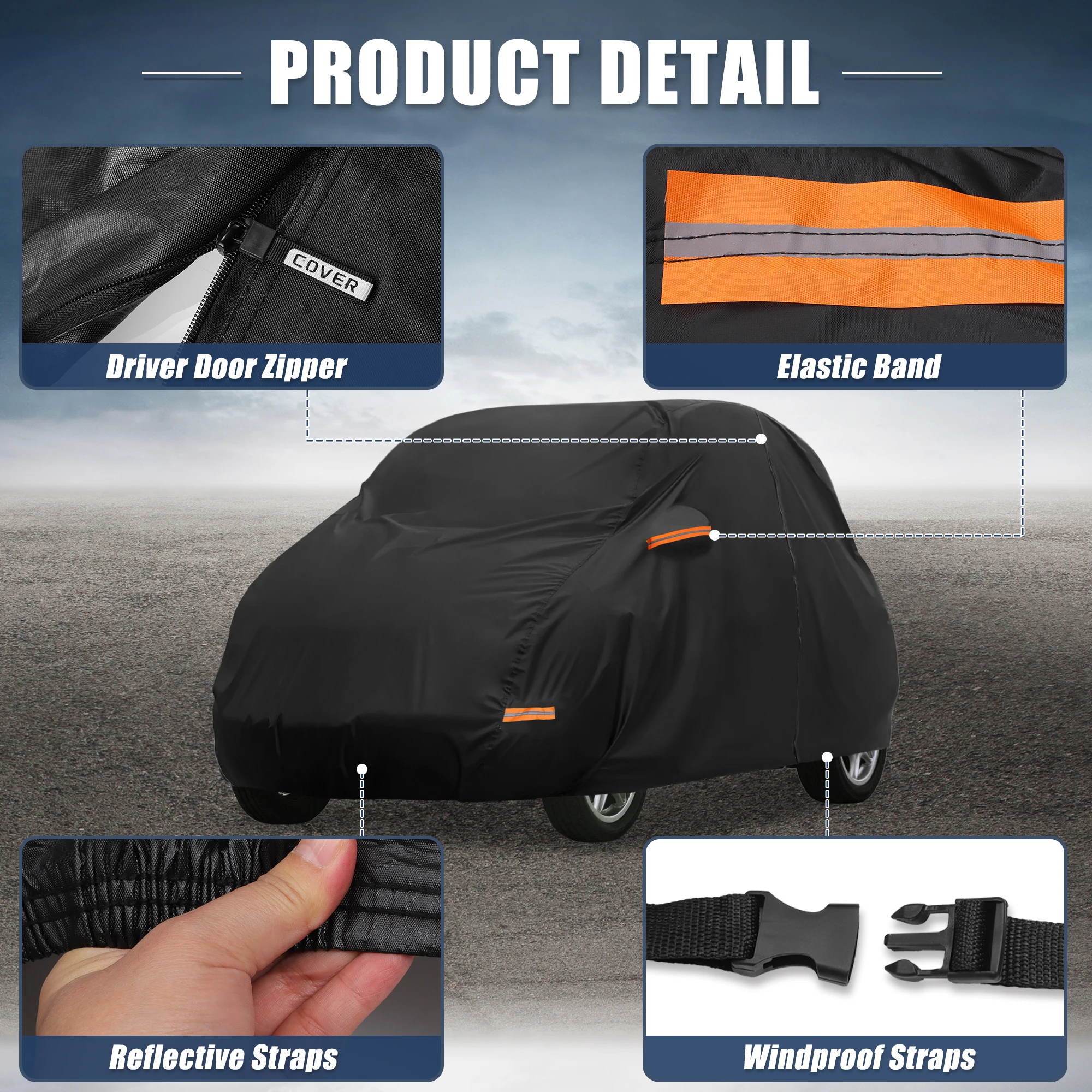 X Autohaux Funda Coche Smart Fortwo 2007-2023 Oxford Impermeable con Cremallera - imagen 4