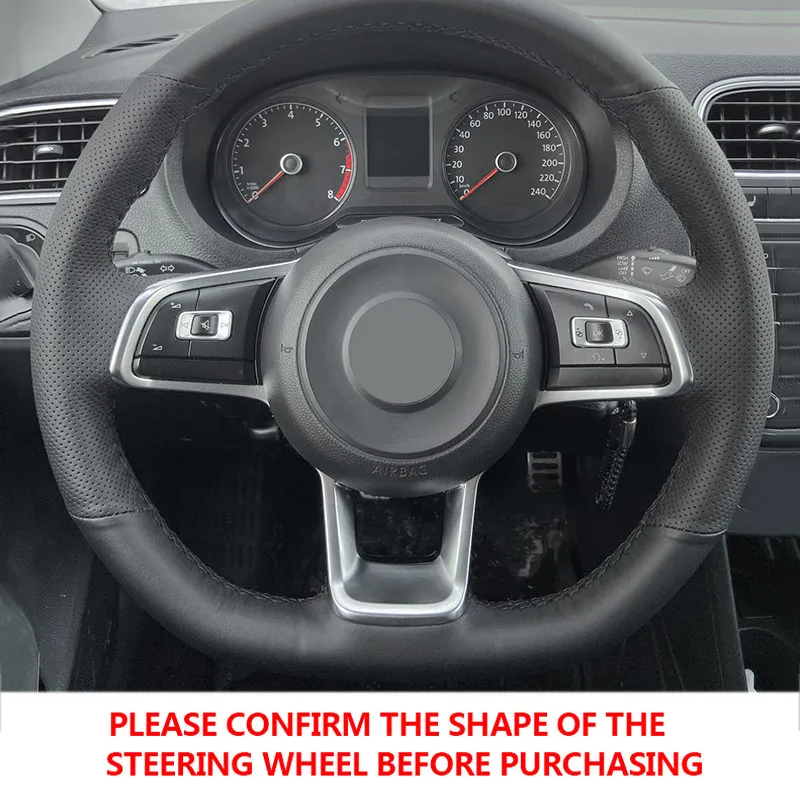 Funda de volante FOXSN de cuero perforado para Volkswagen