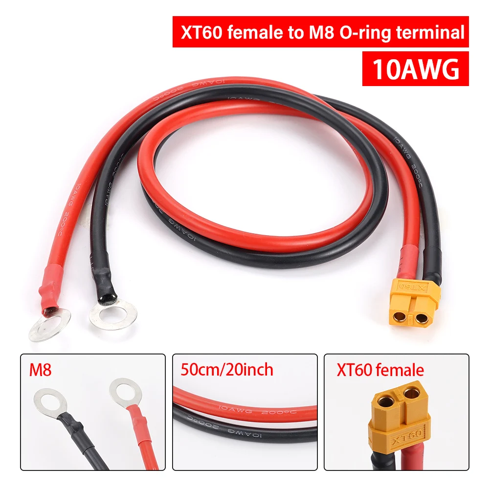 Cable de batería XT60 hembra con terminal M8, 10 AWG - imagen 5