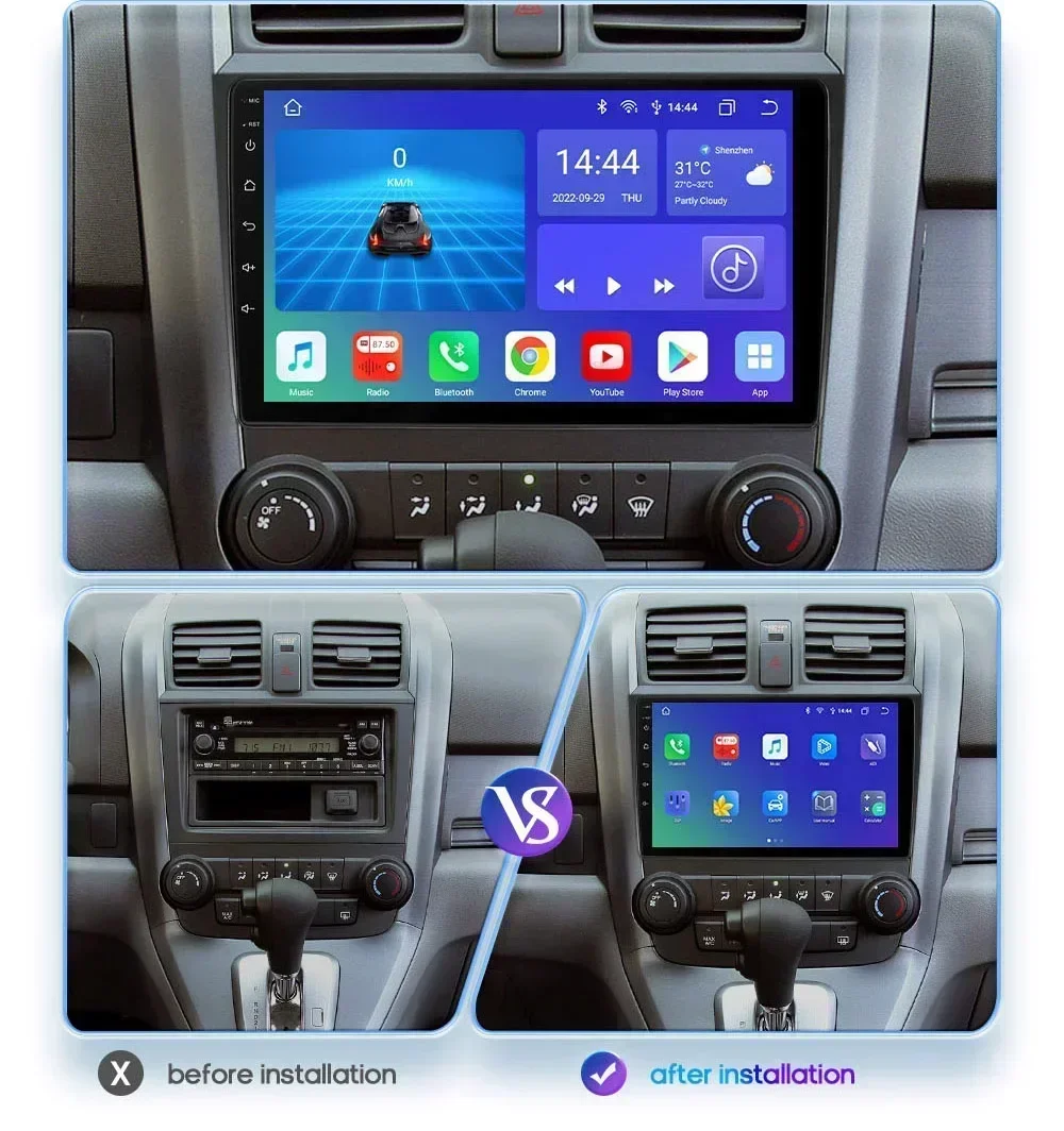 Hizpo Autoradio con GPS y CarPlay para Honda CR-V 2007-2011 - imagen 2
