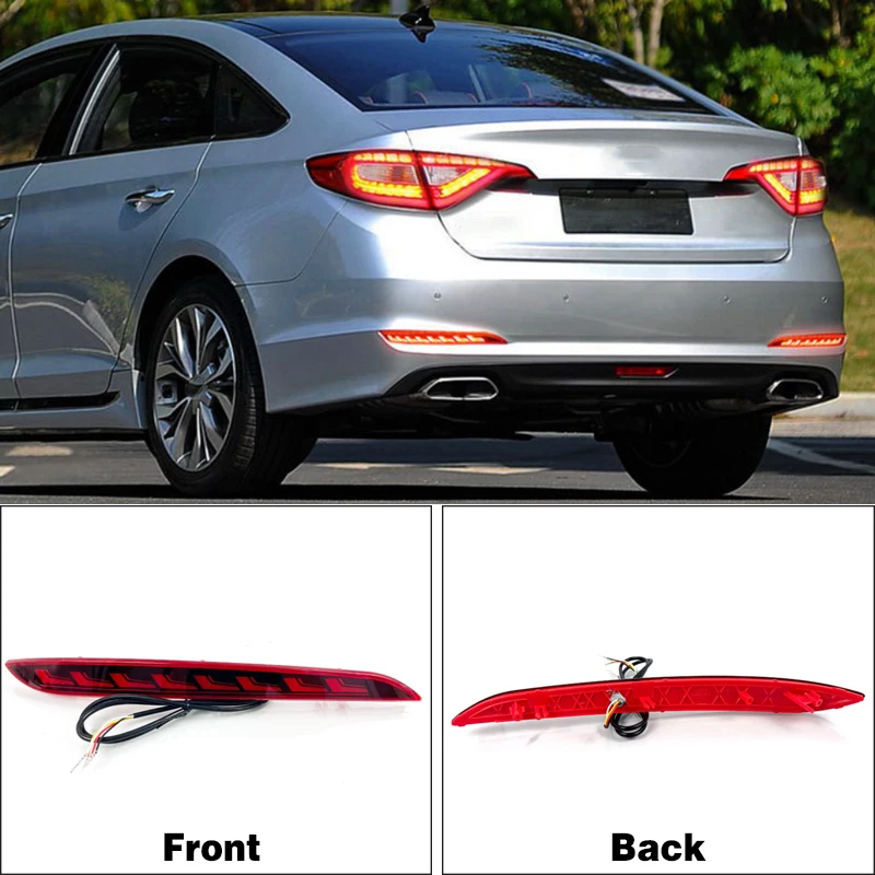 Luz LED Reflectora de parachoques trasero para coche, luz antiniebla con señal de giro para Hyundai Sonata 9th 2015 2016 2017 - imagen 4
