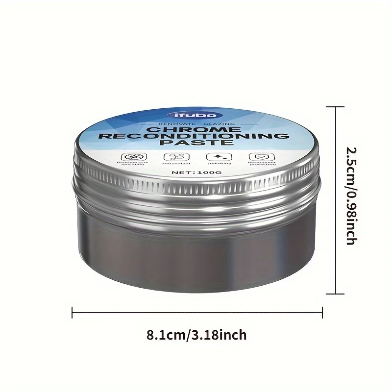 Restaurador de brillo cromado para ventanas de automóviles y superficies metálicas: pasta eliminadora de óxido y pulidora, elimina manchas y oxidación, restaura - imagen 4