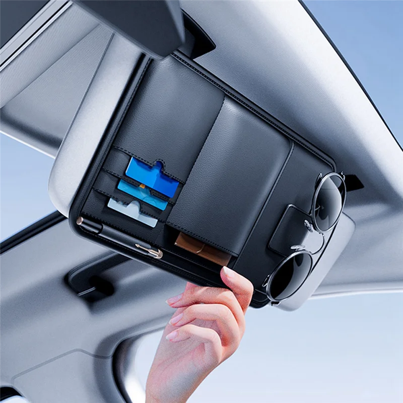 Organizador de visera AB56 para gafas, tarjetas y licencia – Coche - imagen 4
