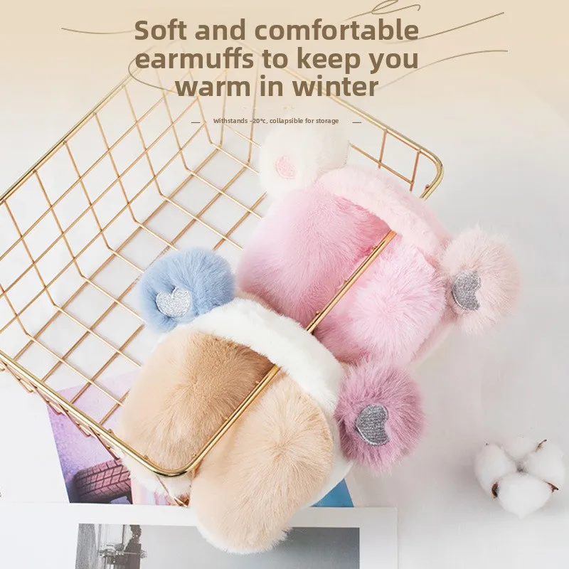 Orejeras térmicas de invierno para mujer de felpa - imagen 3