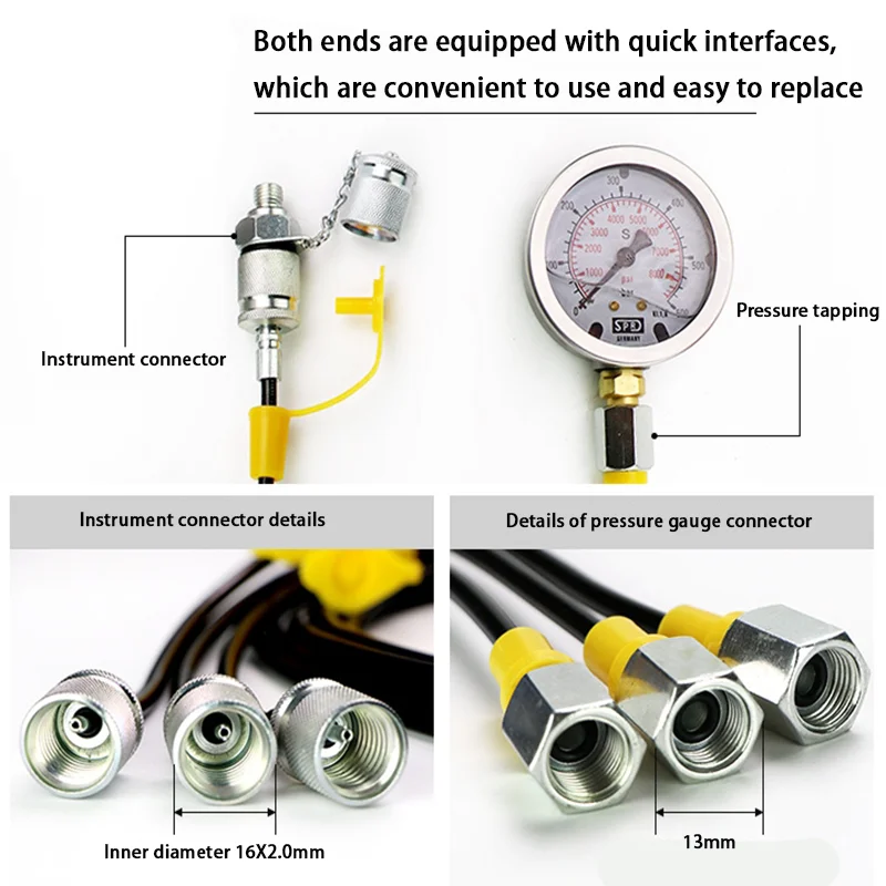 Kit de manómetros para pruebas de presión hidráulica en excavadoras - imagen 4