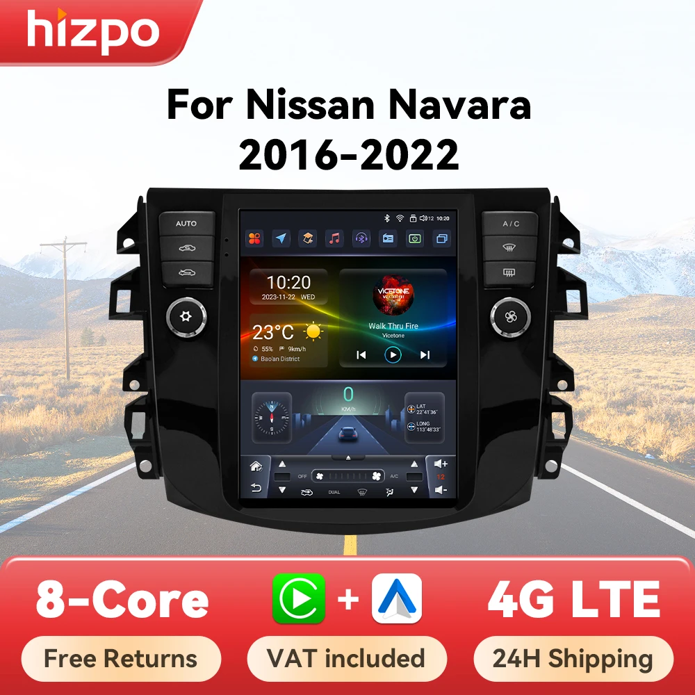 Autorradio Hizpo con CarPlay inalámbrico para Nissan Navara 2016-2022