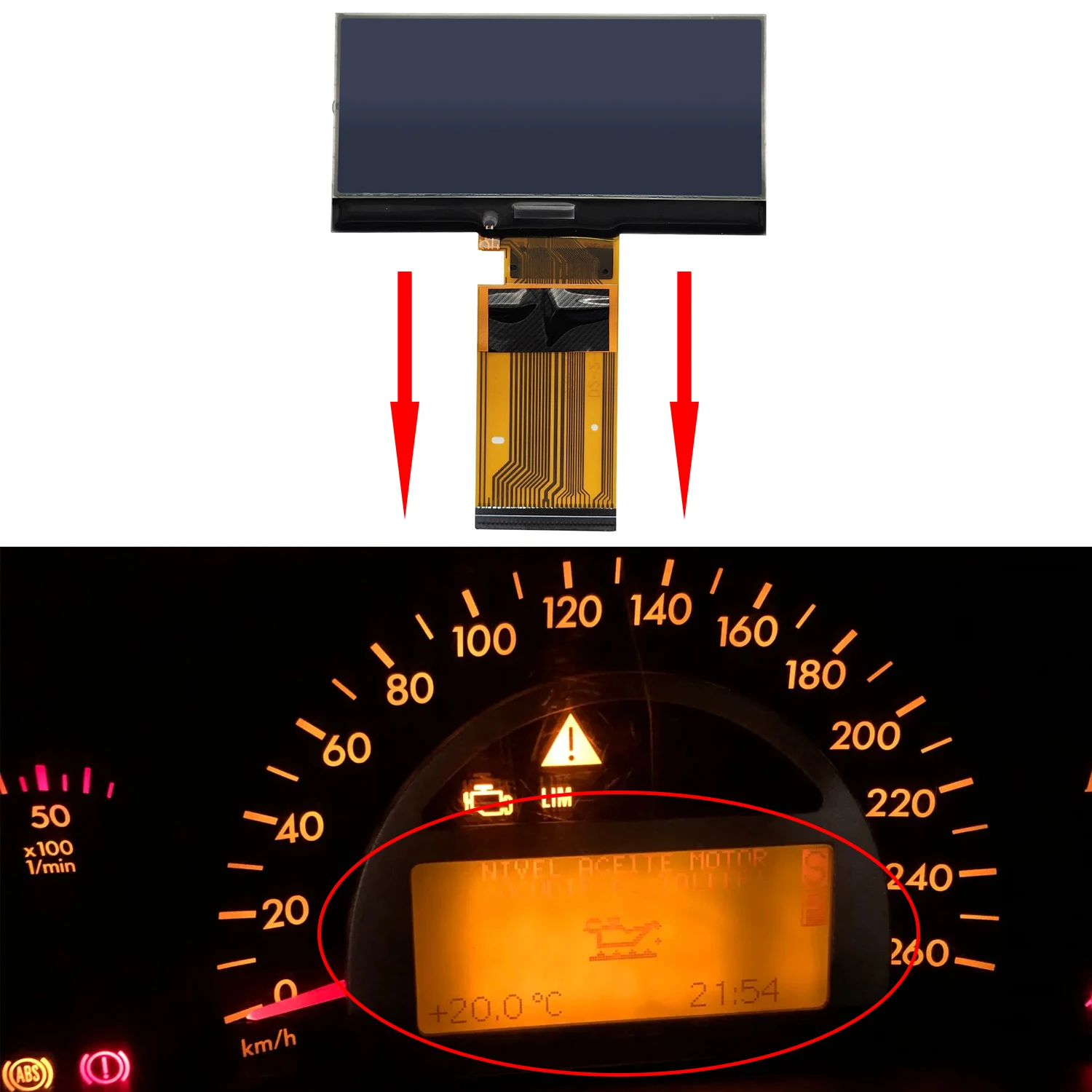 Pantalla LCD tablero Mercedes Clase C W203 y Clase G W463 2000-2007
