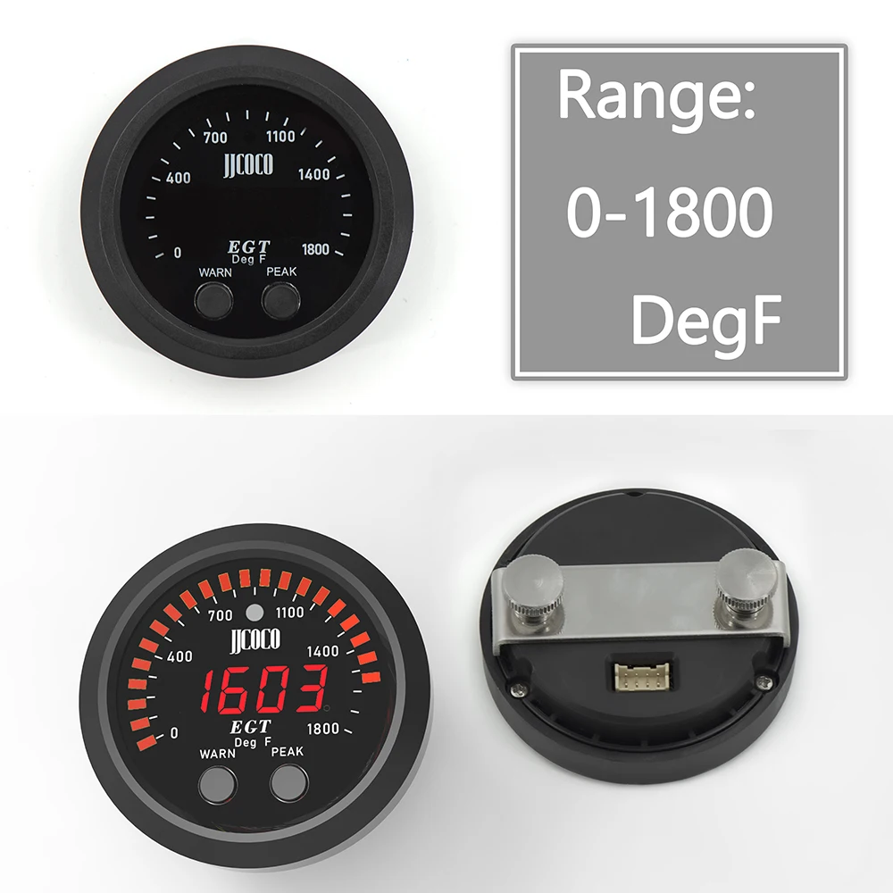 Medidor temperatura escape LED rojo 52mm Serie S 0-1800°F