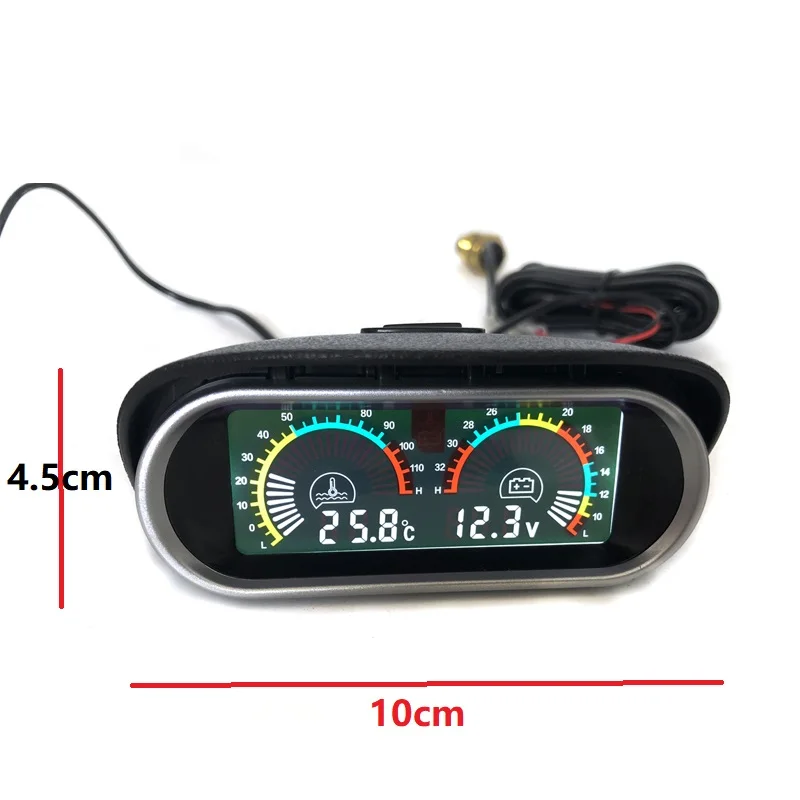 Medidor de temperatura del agua Horizontal Universal LCD 2 en 1 para coche, voltímetro de voltaje y temperatura, Sensor de pantalla Digital, Kit de 10mm y 12/24V - imagen 5