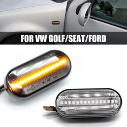 Luz de posición lateral dinámica, lámpara intermitente de señal de giro para SEAT Leon Ibiza 6L Ford Focus MK2 VW Golf 3 4 Lupo Passat Polo 6N 9N Bora