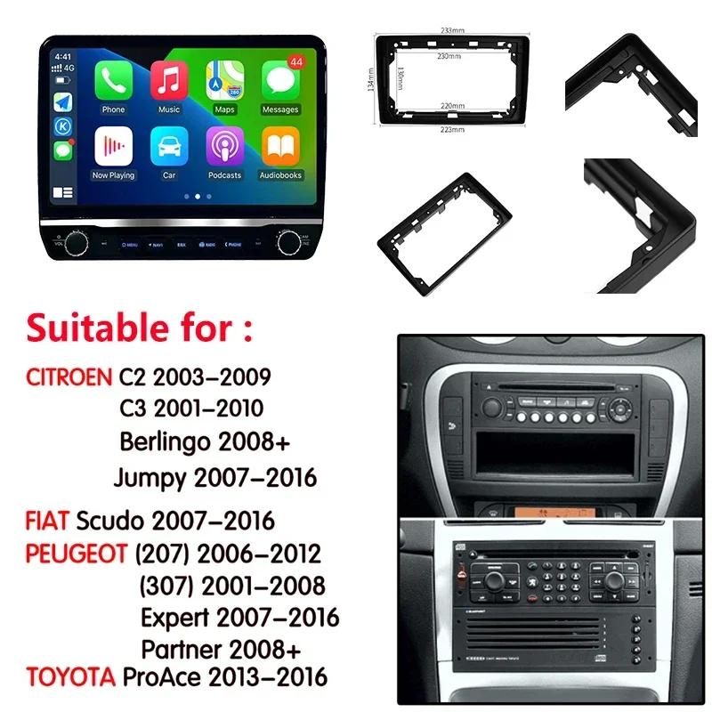 Radio Android 2Din 9 pulgadas navegación GPS Citroen C2 C3 2001-2010 - imagen 2